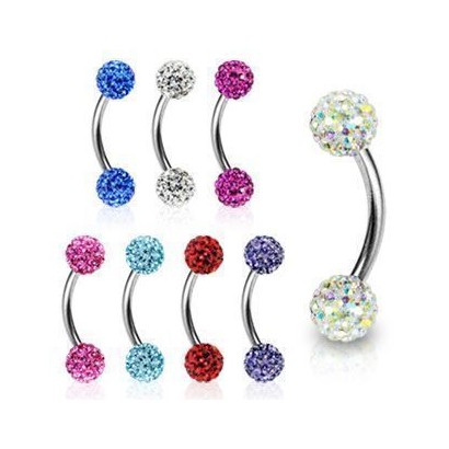 Piercing do obočí chirurgická ocel s krystalky HWESD02 (tyrkysová)