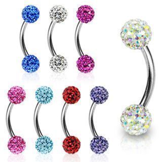 Piercing do obočí chirurgická ocel s krystalky HWESD02 (tmavě modrá)