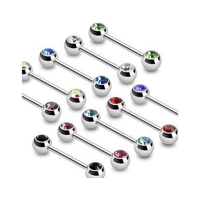 Piercing do bradavky chirurgická ocel s kamínky HWBS32 (čirá)