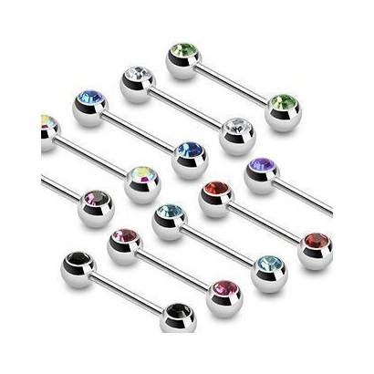 Piercing do bradavky chirurgická ocel s kamínky HWBS32 (tyrkysová)