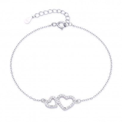Dámský stříbrný náramek dvojité srdíčko