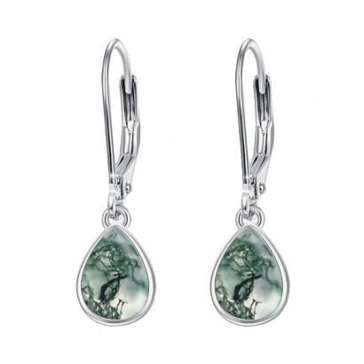 Stříbrné náušnice s mechovými acháty