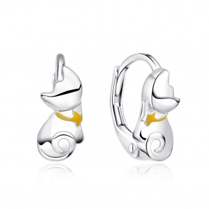 Stříbrné náušnice na klapku kočičky