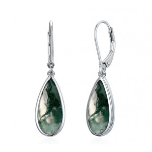 Stříbrné náušnice s mechovými acháty