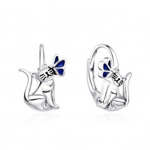 Stříbrné dívčí náušnice kočičky
