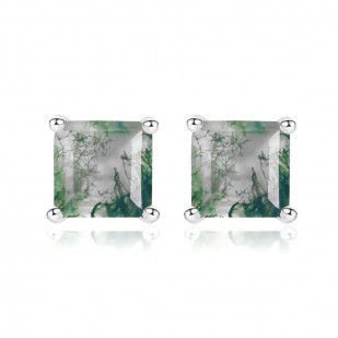 Stříbrné náušnice s mechovými acháty