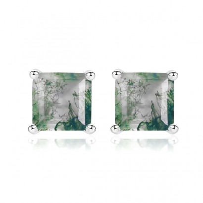 Stříbrné náušnice s mechovými acháty