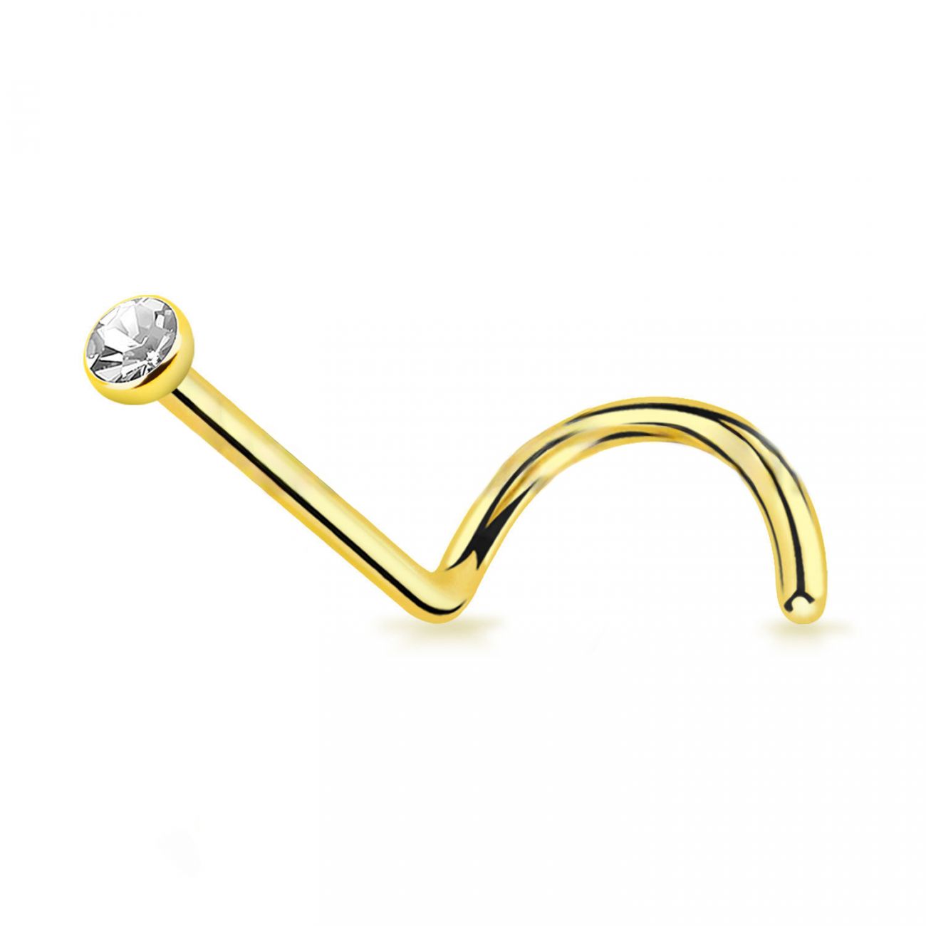 Levně Zlacený zahnutý piercing do nosu