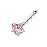 Levně Piercing do nosu - hvězda (růžová)