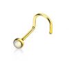 Zlacený zahnutý piercing do nosu - opalit