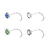Zahnutý piercing do nosu kytička zelená