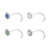 Zahnutý piercing do nosu kytička zelená