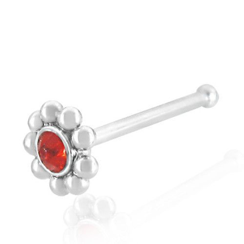 Levně Piercing do nosu kytička červená
