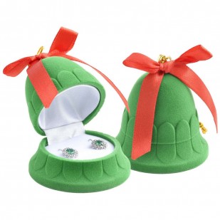 Vánoční dárková krabička na prsten - zvonek zelený