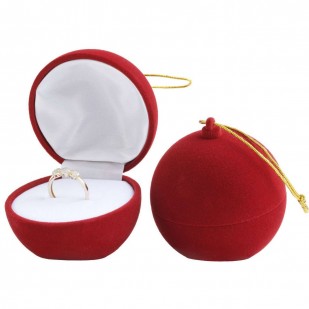 Vánoční dárková krabička na prsten - kulička červená