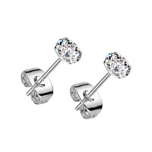 Stříbrné náušnice na puzetu - zirkony 4 mm