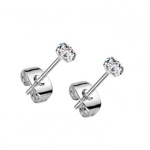 Stříbrné náušnice na puzetu - zirkony 3 mm