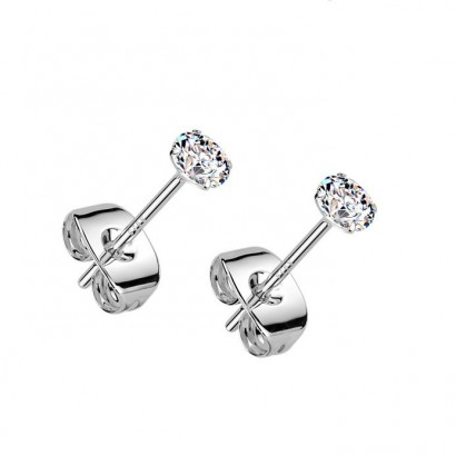Stříbrné náušnice na puzetu - zirkony 3 mm