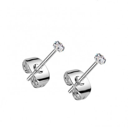 Stříbrné náušnice na puzetu - zirkony 2 mm