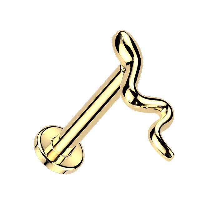 Levně MARRE Zlacená labreta / piercing do ucha - had (1,2 x 6 mm) - LB0046GD-1206