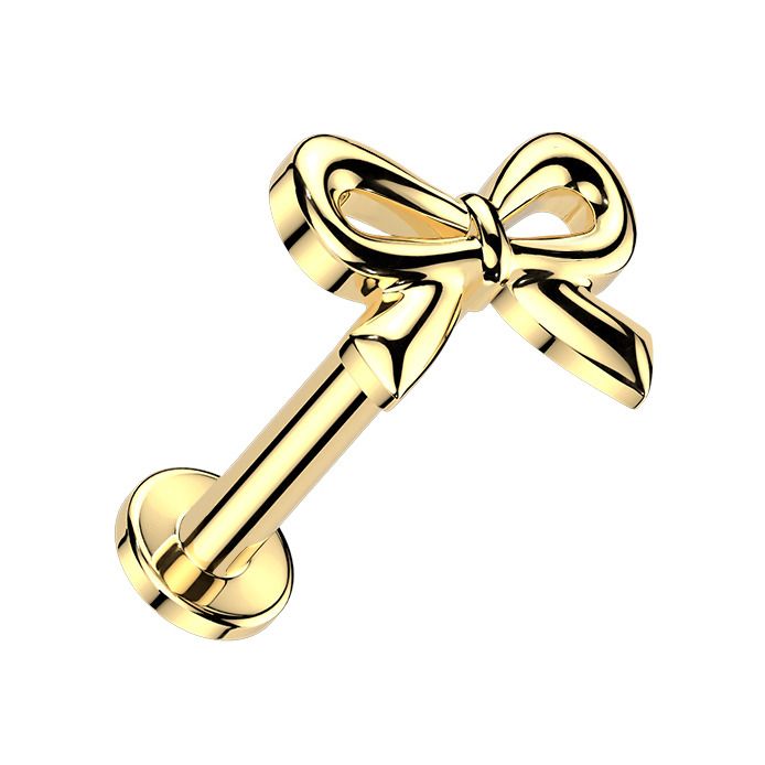 Levně MARRE Zlacená Llabreta / piercing do ucha - mašlička (1,2 x 6 mm) - LB0045GD-1206