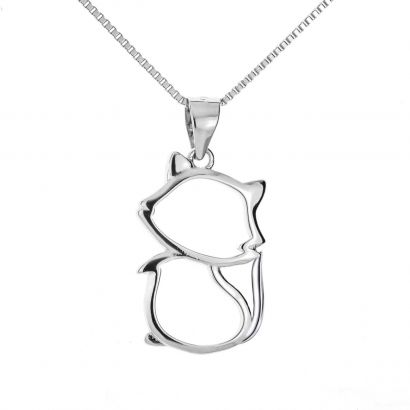 Stříbrný náhrdelník s kočkou