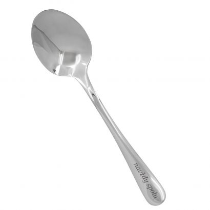 Ocelové lžička s rytinou lesklá