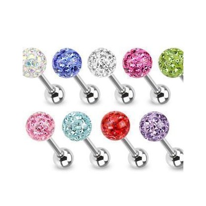 Piercing do jazyku činka se Swarovski krystalky HWBSD1014 (fialová)