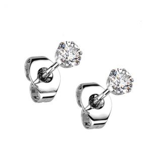 Ocelové náušnice - čiré zirkony 2,5 mm