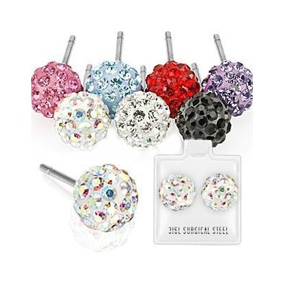 Naušnice chirurgická ocel s krystalky (čiré 5 mm)