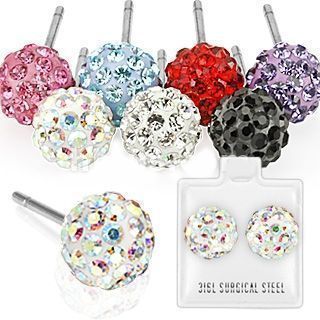 Naušnice chirurgická ocel s krystalky (růžové 6 mm)