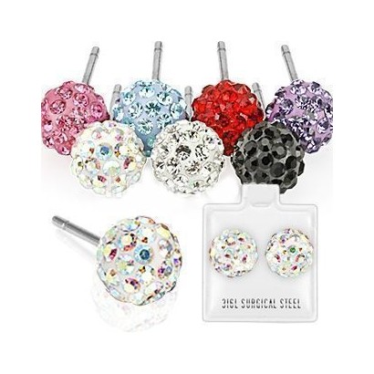 Naušnice chirurgická ocel s krystalky (červené 7 mm)