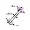 Piercing do brady - labreta Ametyst TITAN (1,2 x 6 mm)