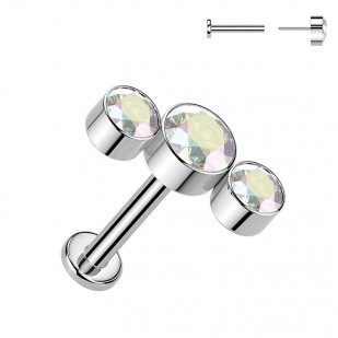 Piercing do brady - PUSH IN labreta TITAN, barva: duhová