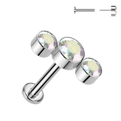 Piercing do brady - PUSH IN labreta TITAN, barva: duhová