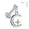 Piercing do ucha PUSH IN labreta, měsíc a hvězda