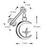 Piercing do ucha PUSH IN labreta, měsíc a hvězda