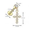 Zlacený piercing do ucha - labreta s křížkem, 1,2 x 6 mm