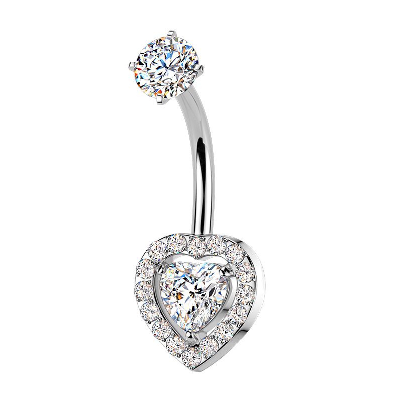 S4U Ocelový piercing do pupíku srdce - BS1076