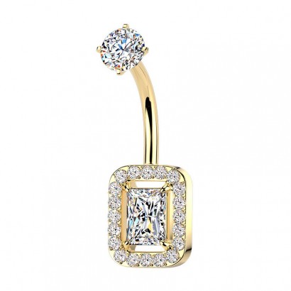 Zlacený ocelový piercing do pupíku