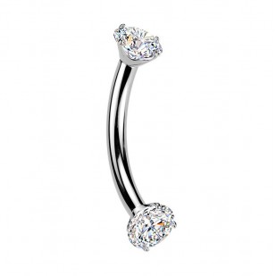 Luxusní piercing do obočí s Moissanity 2 x 0.11 ct, TITAN
