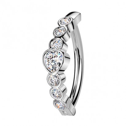 Piercing do pupíku se štítem se srdíčky