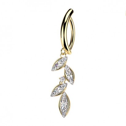 Zlacený piercing do pupíku se štítem