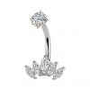 Ocelový piercing do pupíku se zirkony
