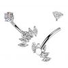 Ocelový piercing do pupíku se zirkony