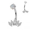 Ocelový piercing do pupíku se zirkony