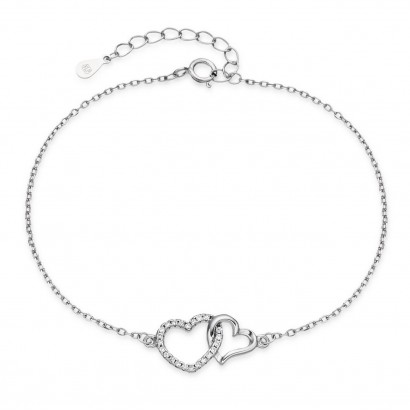 Stříbrný náramek spojená srdce