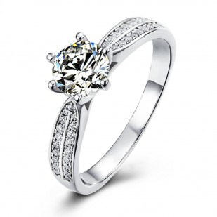 Stříbrný zásnubní prsten s MOISSANITY