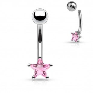 Piercing do obočí - hvězda, růžová barva