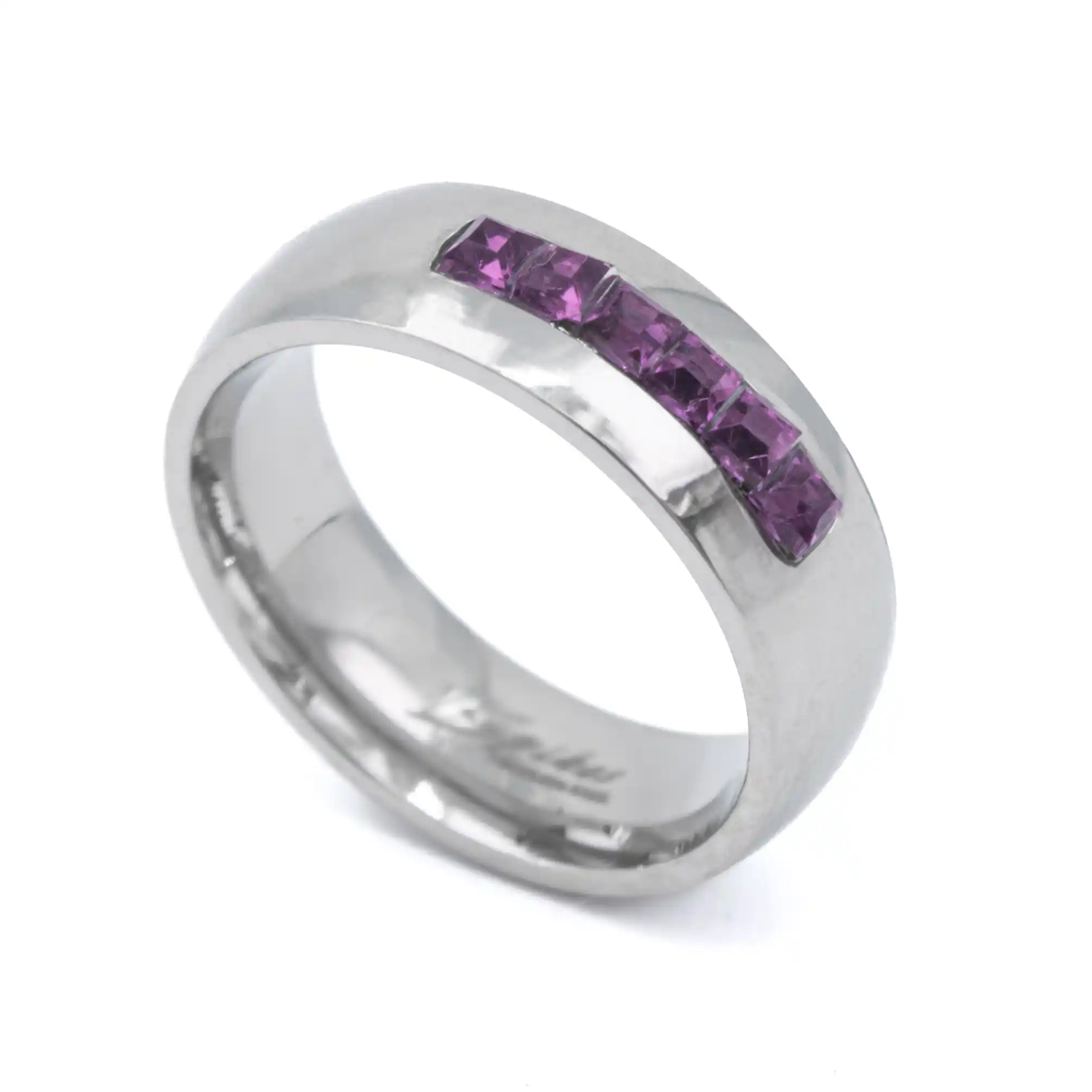 Prsten chirurgická ocel se světle fialovými kamínky HWSR26